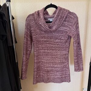 Design History Textured Purple Cowl Neck Sweater